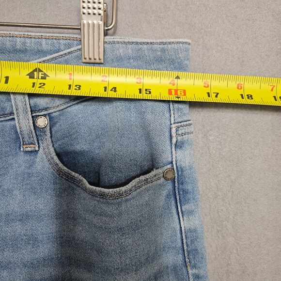 Paige Sz 14 Hoxton Slim Raw Crop Light Wash High Rise Blue Jeans - Picture 7 of 9